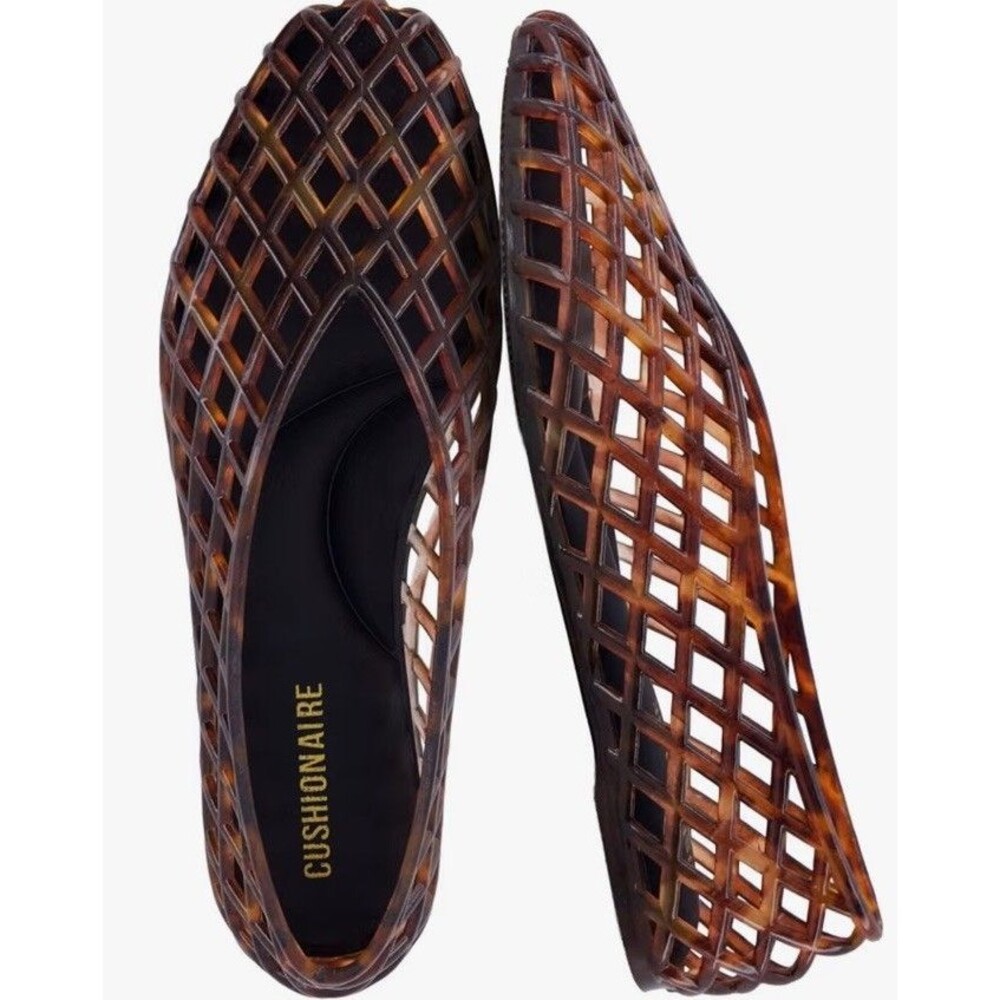 CUSHIONAIRE Siesta Jelly Ballet Flats Women Slip On Shoes Size 8 Tortoise Brown